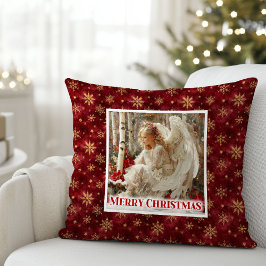 Almofada Jolly Victorian Angel Red and Gold Holiday Pillow