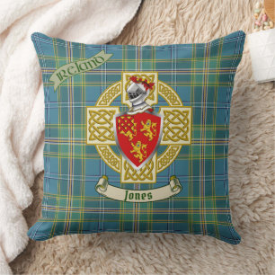 Almofada Jones Shield c/ Irlanda Blue Tartan Personalizado