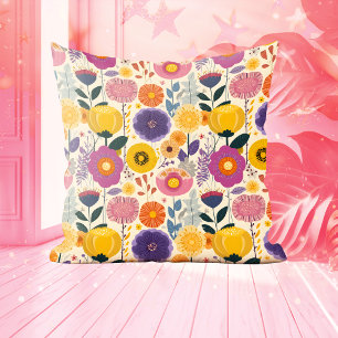Almofada Josephine Colorful Purple e Yellow Modern Floral