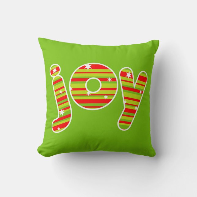 Almofada JOY at Christmas, Red & Green Stripes (Frente)