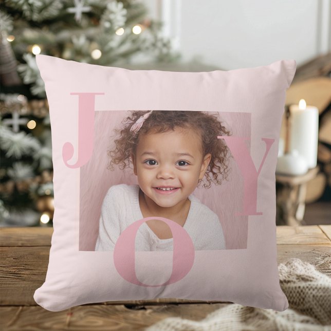 Almofada JOY Blush Rosa Natal Moderno | Personalizado  (Criador carregado)