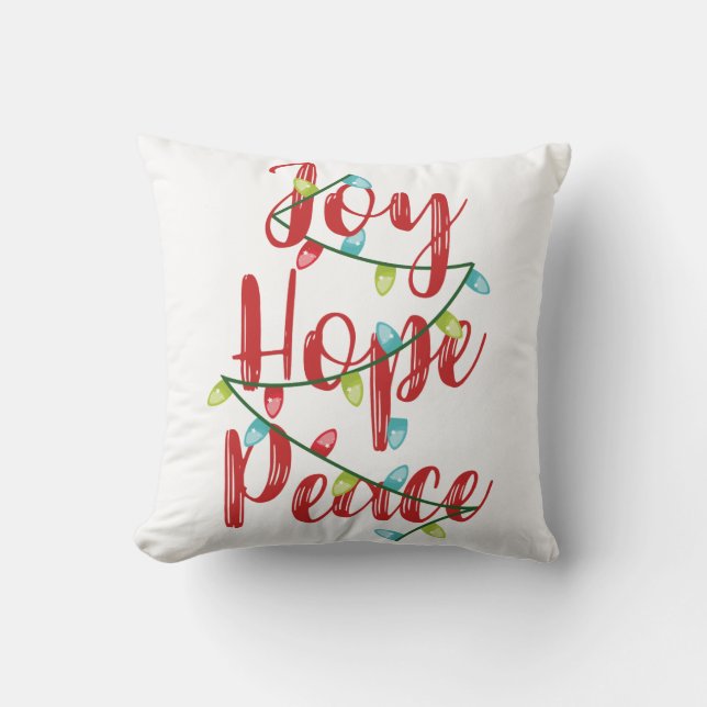 Almofada Joy Hope, Travesseiro decorativo das Luzes de Nata (Frente)