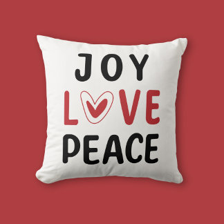 Almofada Joy Love Peace Red Heart Inspirational