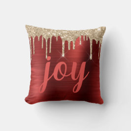 Almofada Joy Natal Glitter Drill Red Metallic Typografia