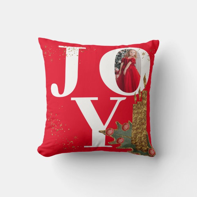Almofada Joy Red Sparky Christmas Candles Photo (Frente)
