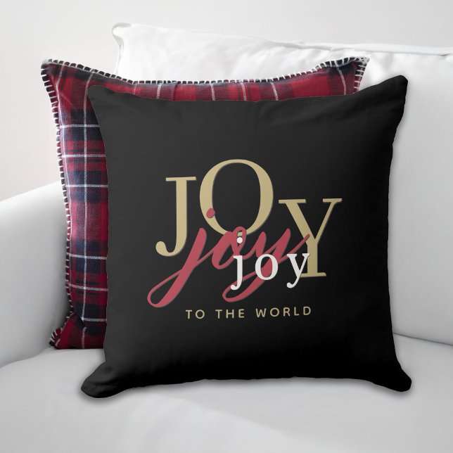Almofada Joy to the World Festive Typografia Black (Criador carregado)