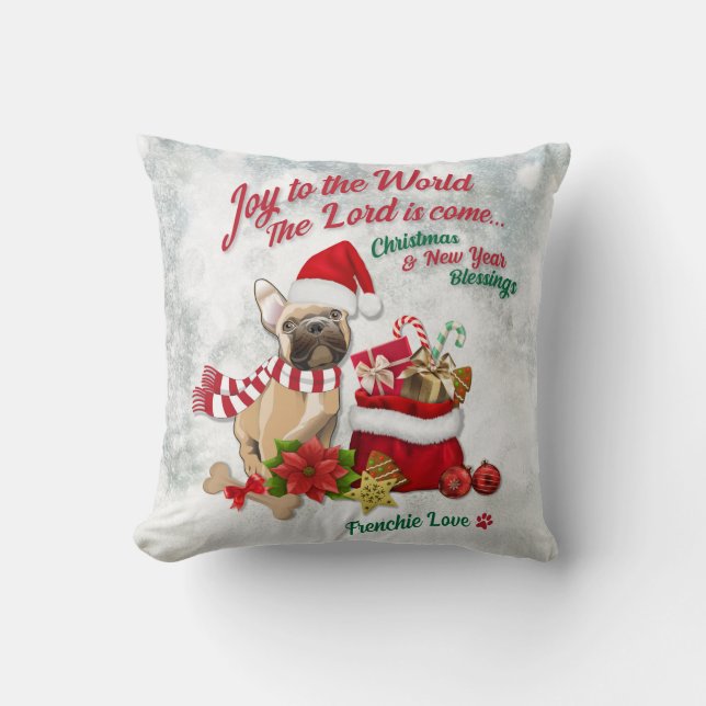 Almofada Joy to the World - Frenchie Love (Frente)