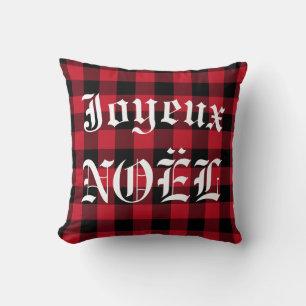 Almofada Joyeux Noel Red Black Buffalo Check Lumberjack