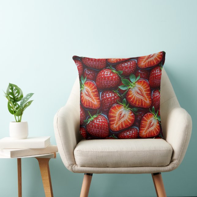 Almofada Juicy Fresh Red Strawberries Summer Fruit Pattern (Cadeira)