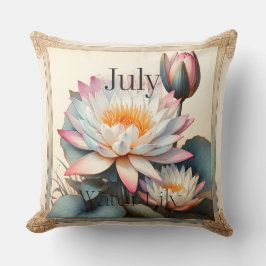 Almofada July Water Lily Birth Month Botanical Floral