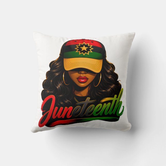 Almofada Juneteenth Mulheres Afro Negras Melanina Liberdade (Verso)