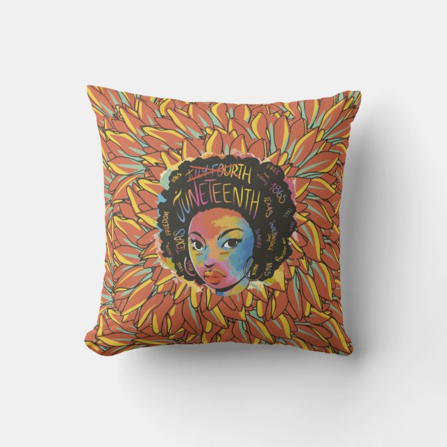 Almofada Juneteenth Sunflower - Dia da Liberdade Negra 1865 (Frente)
