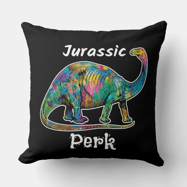 Almofada Jurassic Perk Colorido Dinossauro Preto (Frente)