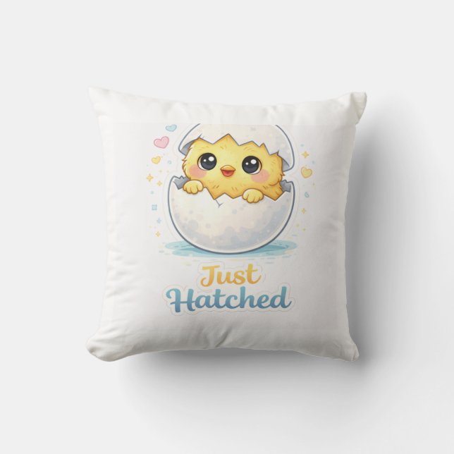 Almofada Just Hatched Cute Baby throw pillow (Frente)