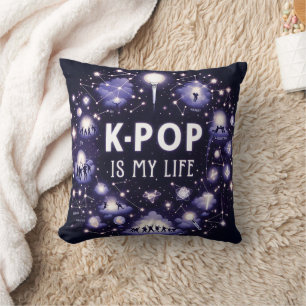 Almofada K-pop é minha vida flutuando entre as estrelas