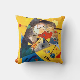 Almofada Kandinsky Abstrato Azul Composição Amarelo Azul