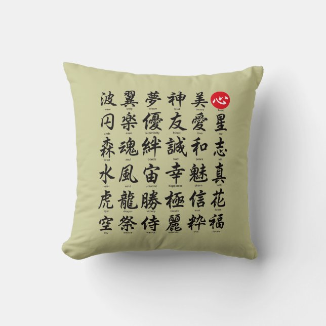 Almofada Kanji japonês popular (Frente)