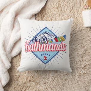 Almofada Katmandu Montanhas Nepal Retro Flagres Souvenir