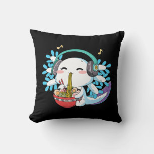 Almofada Kawaii Axolotl Comendo Ramen Nodles Anime Crianças