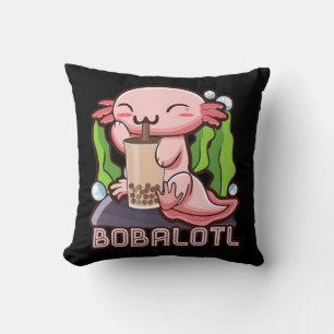 Almofada Kawaii Axolotl Cute Boba Tee Bubble Tea Anime Girl