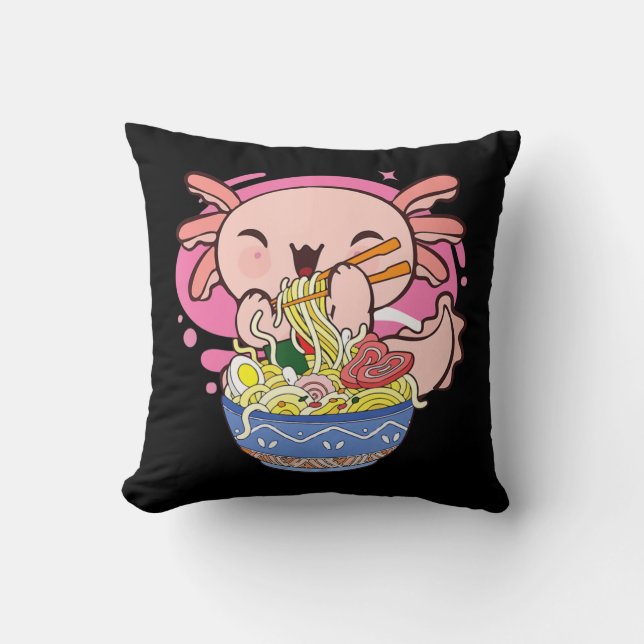 Almofada Kawaii Axolotl Ramen Japonês Crianças De Noodle Te (Frente)