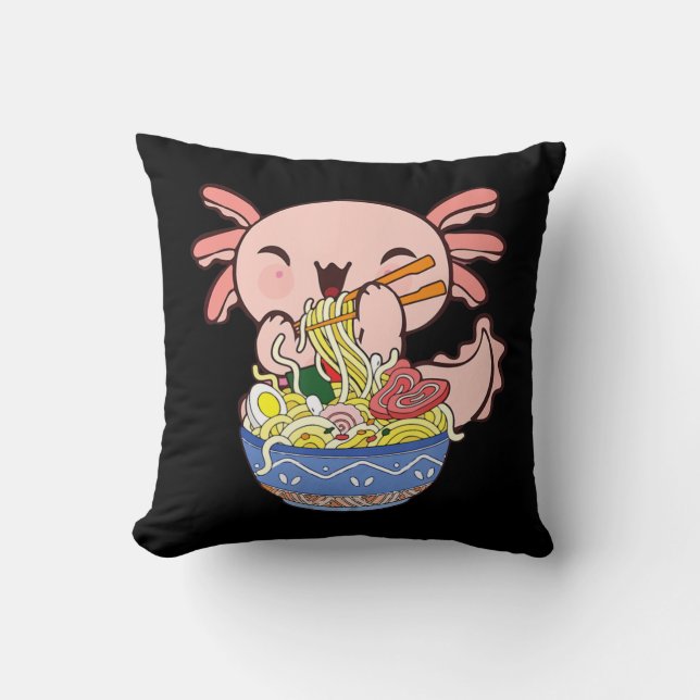 Almofada Kawaii Axolotl Ramen Noodles Japoneses Animes Kids (Frente)