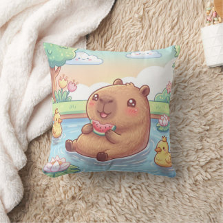 Almofada Kawaii capy in a pond