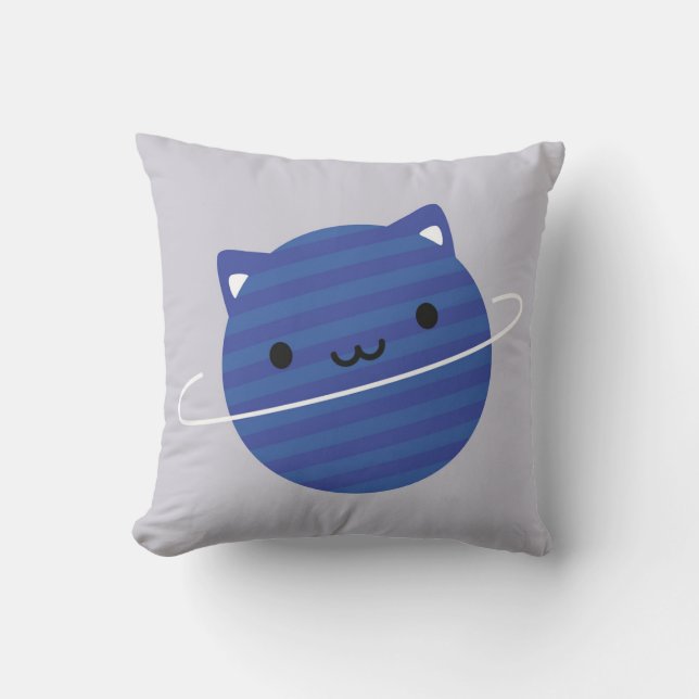 Almofada Kawaii Cat Planets in Space Reversible (Frente)