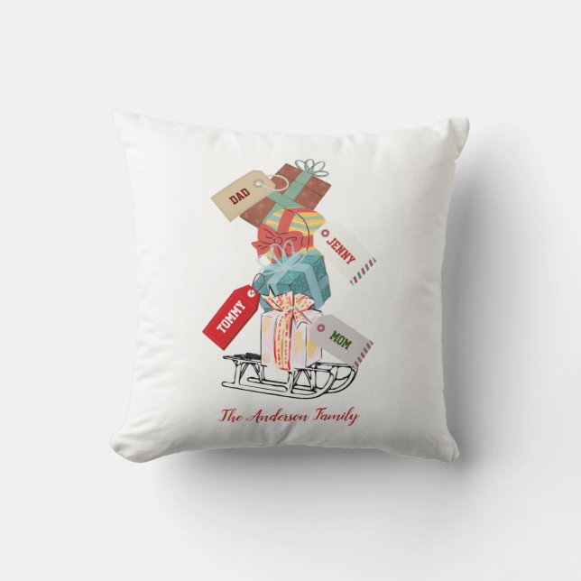 Almofada Kawaii, Chic Vermelho Branco de Natal Personalizad (Frente)