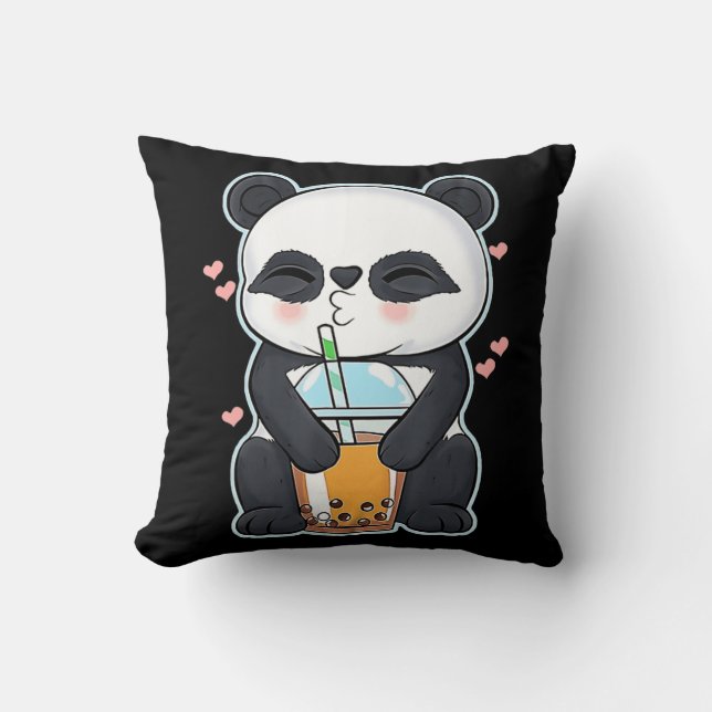 Almofada Kawaii Cute Anime Panda Boba Bubble Tea Otaku Men (Frente)