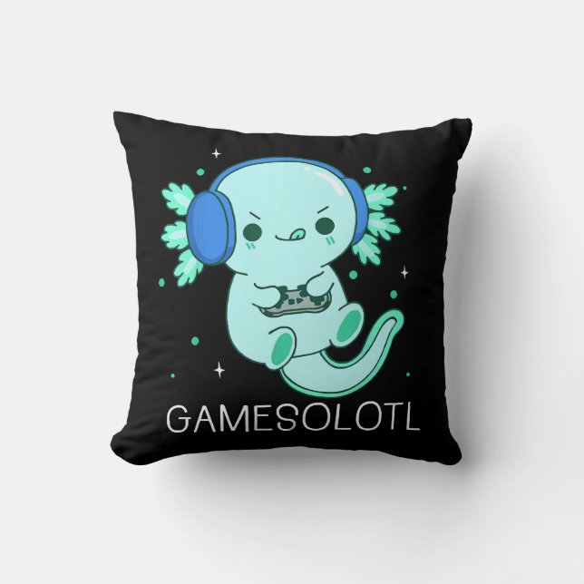 Almofada Kawaii Gamesolotl Axolotl Gamer (Frente)