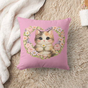Almofada Kawaii Gatinho Coração Amor
