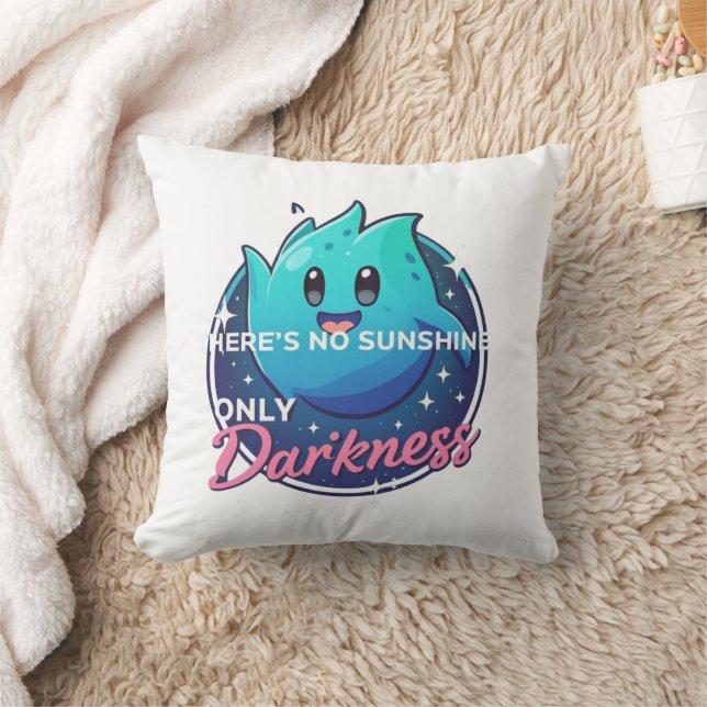 Almofada Kawaii Ghost No Sunshine Only Darkness Aesthetic (Cobertor)