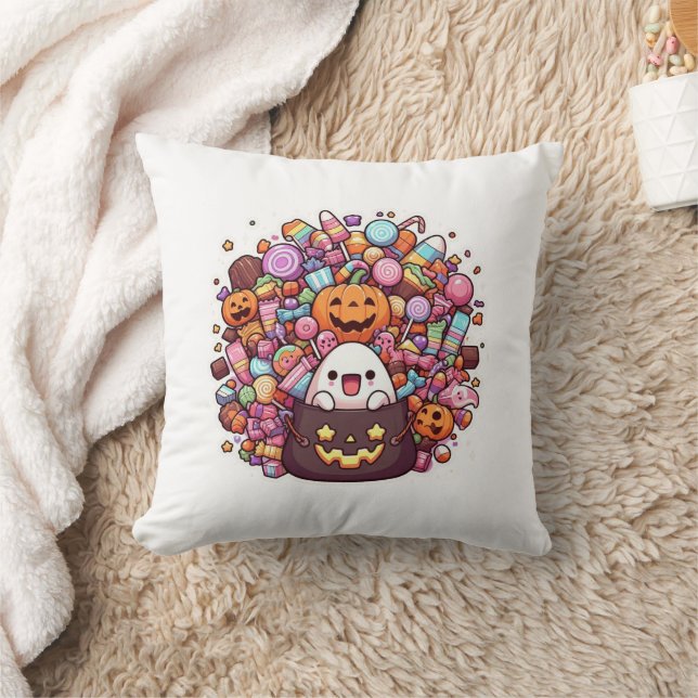 Almofada Kawaii Halloween Candy Cute Ghost, Pumpkins (Cobertor)