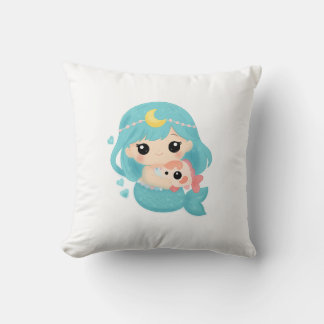 Almofada Kawaii Mermaid Throw Pillow – Cute Ocean Art with 