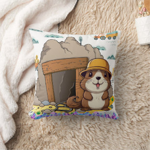 Almofada Kawaii Miner Animal Gopher Impressão