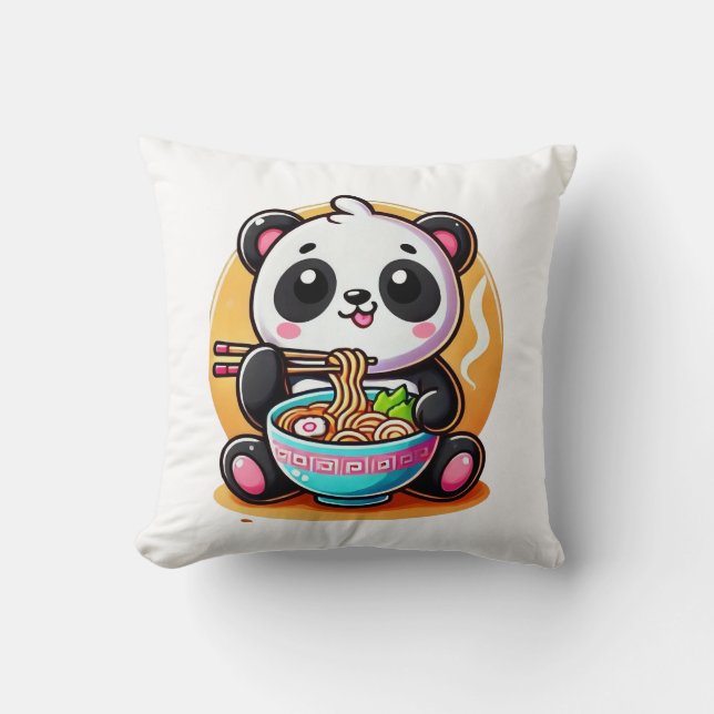 Almofada Kawaii Panda Ramen (Frente)