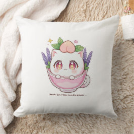 Almofada Kawaii Peach Cat em Lavanda Teacup Travesseiro dec