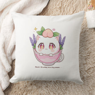 Almofada Kawaii Peach Cat em Lavanda Teacup Travesseiro dec