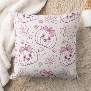Almofada Kawaii Pumpkins, Fantasmas e Flores