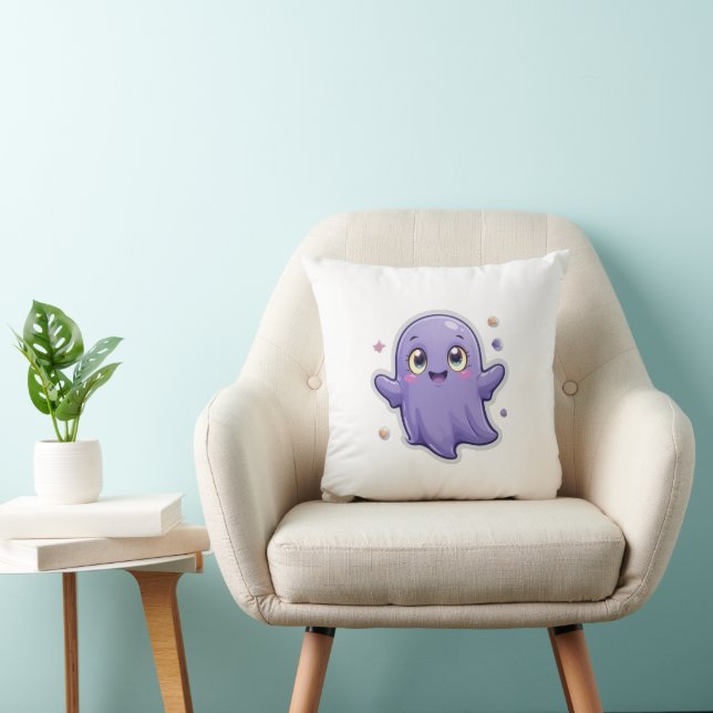 Almofada Kawaii Purple Ghost Travesseiro decorativo Cute Ha (Cadeira)