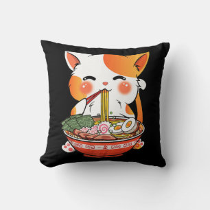Almofada Kawaii Ramen Cat Anime Comida Japonesa Girls Offic