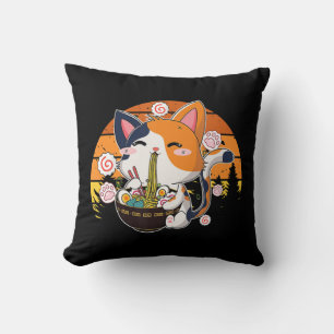 Almofada Kawaii Ramen Cat Anime Neko Noodle Japonês Diversã