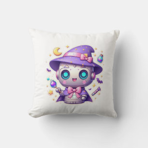 Almofada Kawaii Robô Bruxa Magia Bot com Estrelas