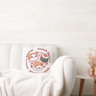 Almofada kawaii sushi com citações engraçadas para amante n