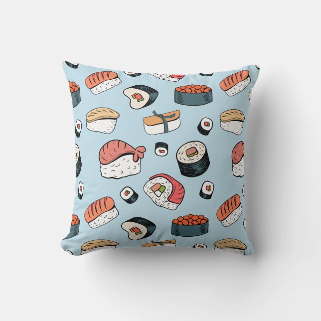 Almofada Kawaii Sushi Rolls Pattern (Frente)
