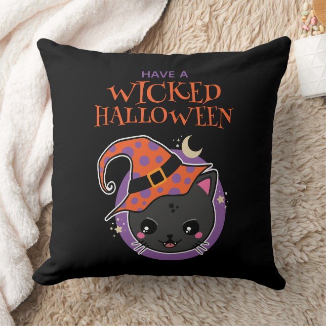 Almofada Kawaii Witch Cat Halloween (Cobertor)