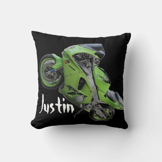Almofada Kawasaki Verde "Crotch Rocket" Travesseiro (Frente)