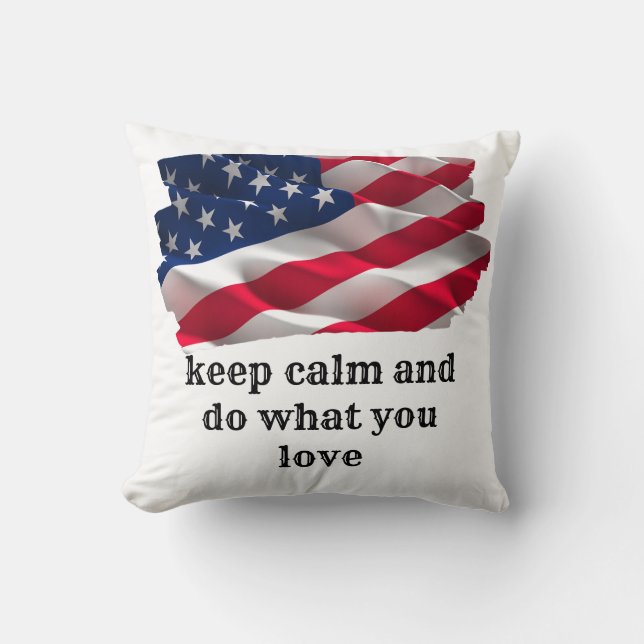 Almofada keep calm quote and vibrant american flag (Frente)
