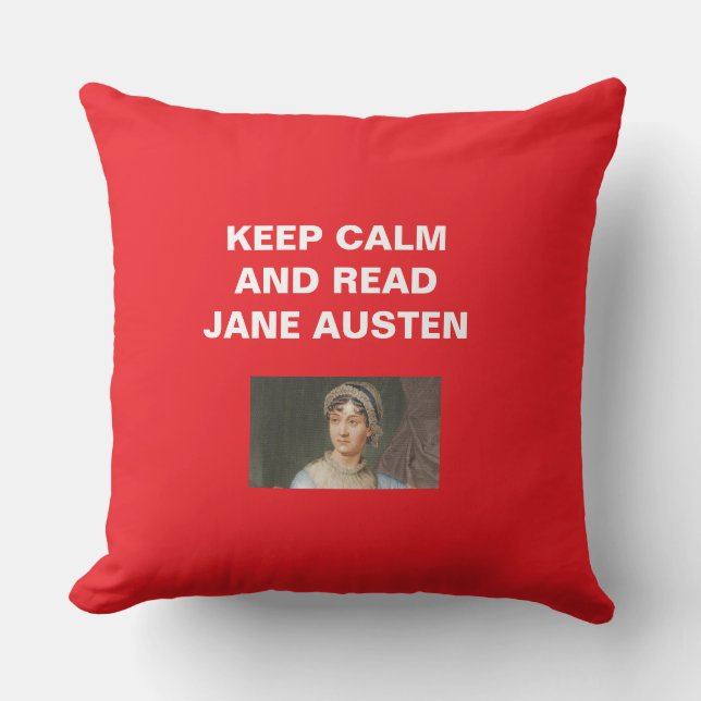 Almofada Keep Calm, Read Jane Austen  (Frente)